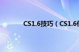 CS1.6技巧（CS1.6使用技巧相关介绍简介）