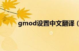 gmod设置中文翻译（Gmod13怎么改为中文）