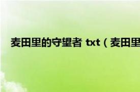 麦田里的守望者 txt（麦田里的守望者txt下载相关介绍简介）