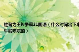 胜者为王iv争霸21国语（什么时间出下半全集 你做视频的效力太底了 一个片没出就吹得牛屁哄哄的）