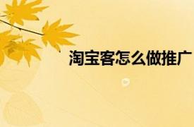 淘宝客怎么做推广（如何做淘宝客推广）