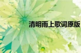 清明雨上歌词原版（清明雨上歌词赏析）