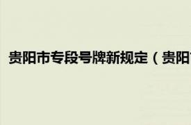 贵阳市专段号牌新规定（贵阳市小客车专段号牌每月几号申请）