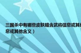 三国杀中有哪些皮肤暗含武将信息或其他含义的武器（三国杀中有哪些皮肤暗含武将信息或其他含义）