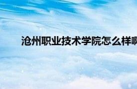 沧州职业技术学院怎么样啊（沧州职业技术学院怎么样）