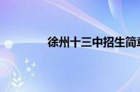 徐州十三中招生简章2023（徐州十三中）