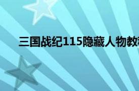 三国战纪115隐藏人物教程（三国战纪115隐藏人物）