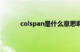 colspan是什么意思啊（colspan是什么意思）