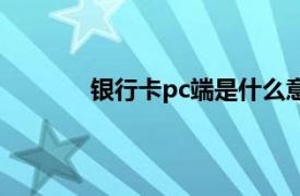 银行卡pc端是什么意思（pc端是什么意思）