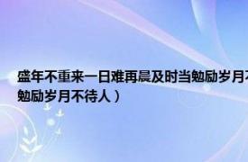 盛年不重来一日难再晨及时当勉励岁月不待人是谁说的（盛年不重来一日难再晨及时当勉励岁月不待人）