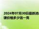 2024年07月30日最新消息：7月30日工行纸白银价格多少钱 白银价格多少钱一克