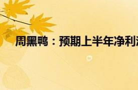 周黑鸭：预期上半年净利润在3000万至3500万元之间