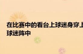 在比赛中的看台上球迷身穿上海申花的球衣站在了一些克罗地亚球迷阵中