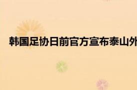 韩国足协日前官方宣布泰山外援孙准浩因伤退出了东亚杯赛事