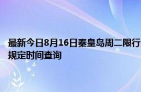 最新今日8月16日秦皇岛周二限行尾号、限行时间几点到几点限行限号最新规定时间查询