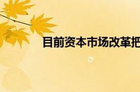 目前资本市场改革把握住了改革的总体要求