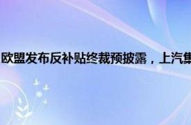 欧盟发布反补贴终裁预披露，上汽集团：将视事态发展采取进一步法律措施