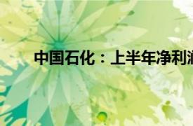 中国石化：上半年净利润371亿元，同比增长2.6%