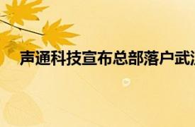 声通科技宣布总部落户武汉，还将在光谷建设算力中心