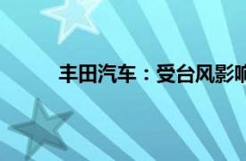 丰田汽车：受台风影响，3款车型延迟重启生产