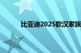 比亚迪2025款汉家族正式上市，16.58万起售