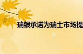 瑞银承诺为瑞士市场提供约3500亿瑞士法郎贷款