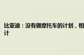 比亚迪：没有做摩托车的计划，相关设计造型系比亚迪电子为其代工客户设计