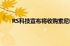 RS科技宣布将收购索尼精密部件（惠州）有限公司