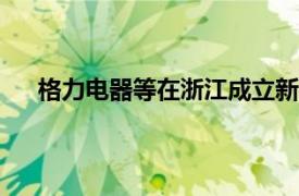 格力电器等在浙江成立新能源公司，注册资本1000万