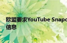 欧盟要求YouTube Snapchat TikTok提供有关推荐算法的信息