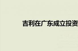 吉利在广东成立投资公司，注册资本1000万