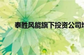 泰胜风能旗下投资公司增资至1.94亿元，增幅94%