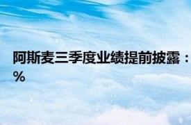 阿斯麦三季度业绩提前披露：总净销售额75亿欧元，毛利率50.8%