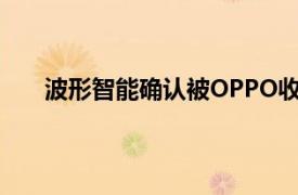 波形智能确认被OPPO收购，前者为大模型初创公司