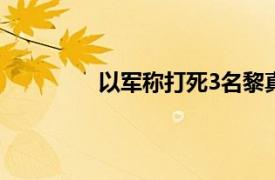 以军称打死3名黎真主党地区作战指挥官