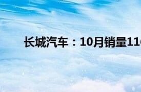 长城汽车：10月销量116799台，同比减少11.05%