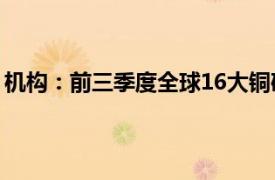 机构：前三季度全球16大铜矿企业合计产量同比增长3.46%