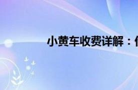 小黄车收费详解：价格、政策及使用方法